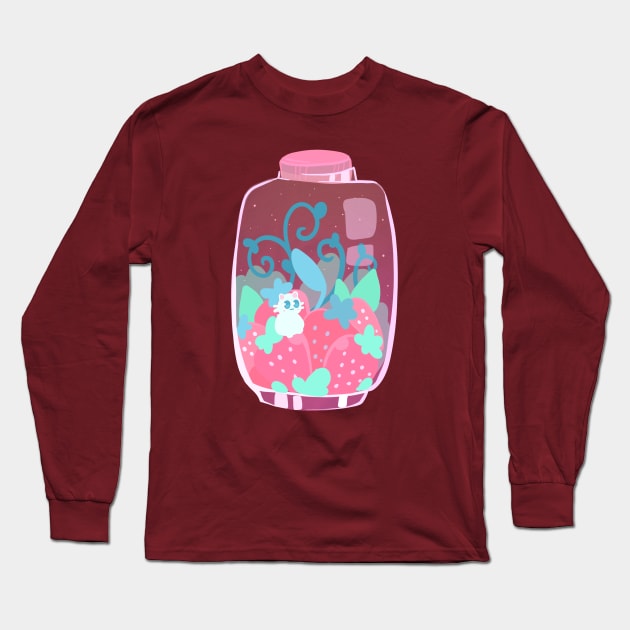 Strawberry Catto Jar Long Sleeve T-Shirt by silly cattos